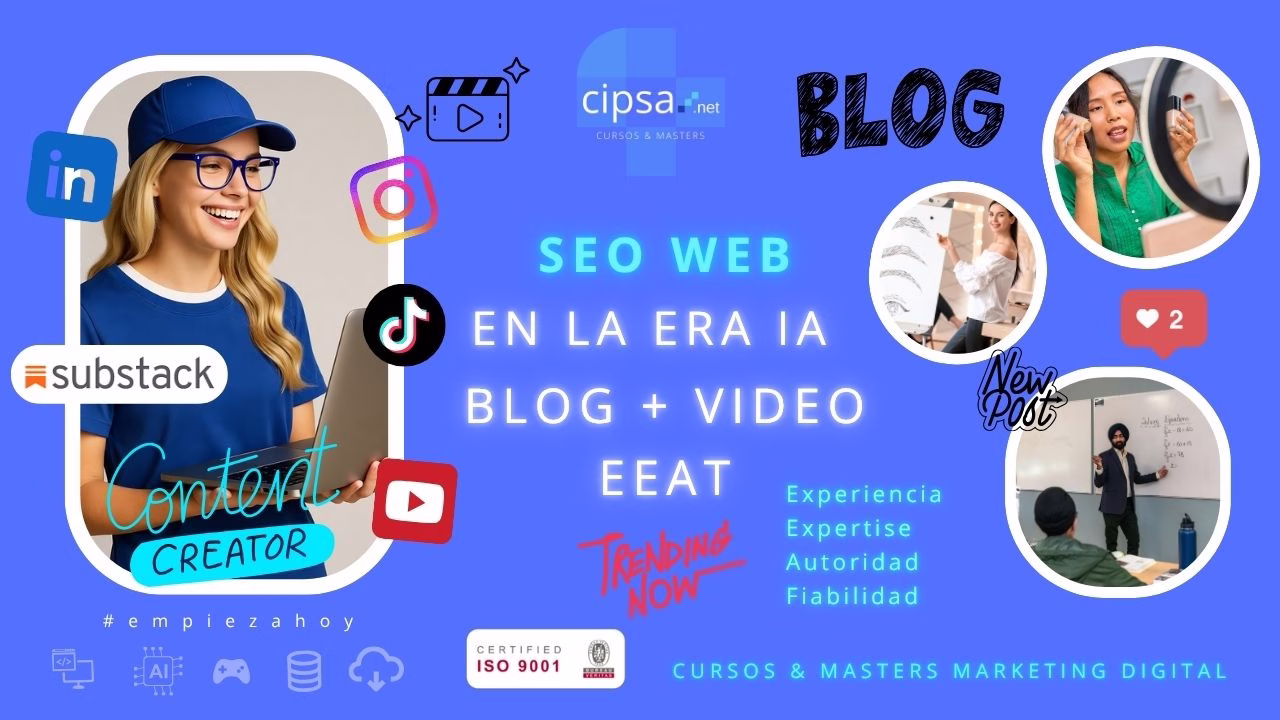 SEO en la era de la Inteligencia Artificial Tu blog es la clave de tu posicionamiento web E E A T ((Experiencia, Expertise, Autoridad y Fiabilidad - E-E-A-T). Sí, la IA también afecta al posicionamiento SEO de tu web y marca en Internet. La IA son aplicaciones con algoritmos programados para sugerir contenidos de temáticas adaptadas a cada usuario, en resumen. Así, Google es una aplicación en sí misma, gigante, donde están todos esos contenidos y si buscas alguna cosa por palabras o imágenes o videos te sugerirá una serie de resultados ordenados por relevancia. Esa relevancia se llama E E A T.