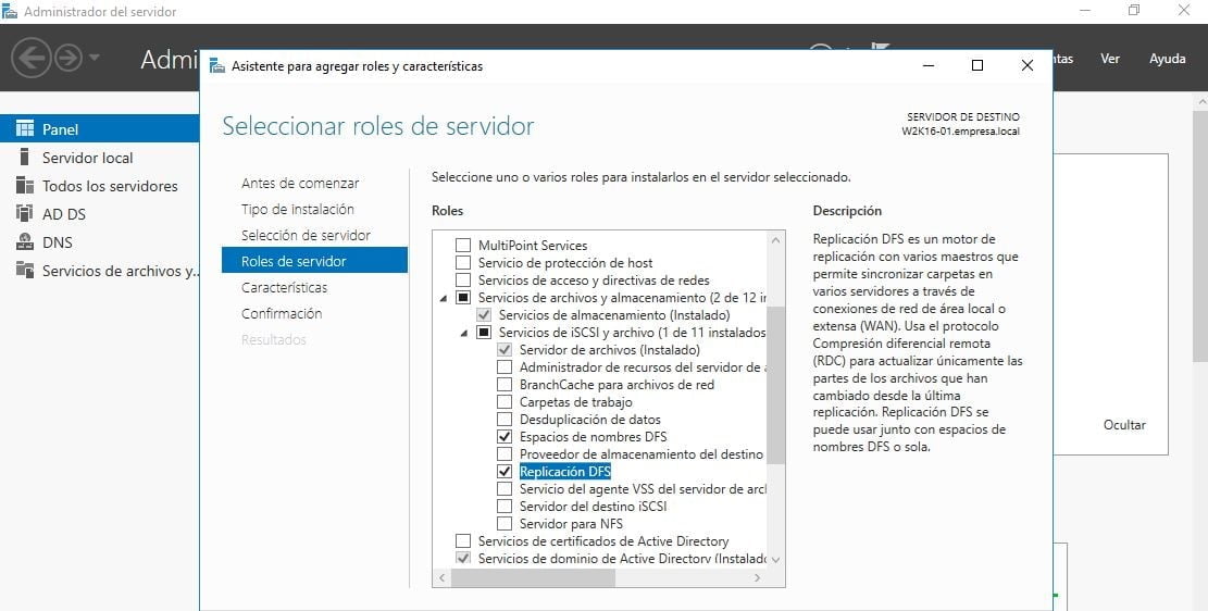 Instalar y Configurar un DFS en Windows Server 2016 1