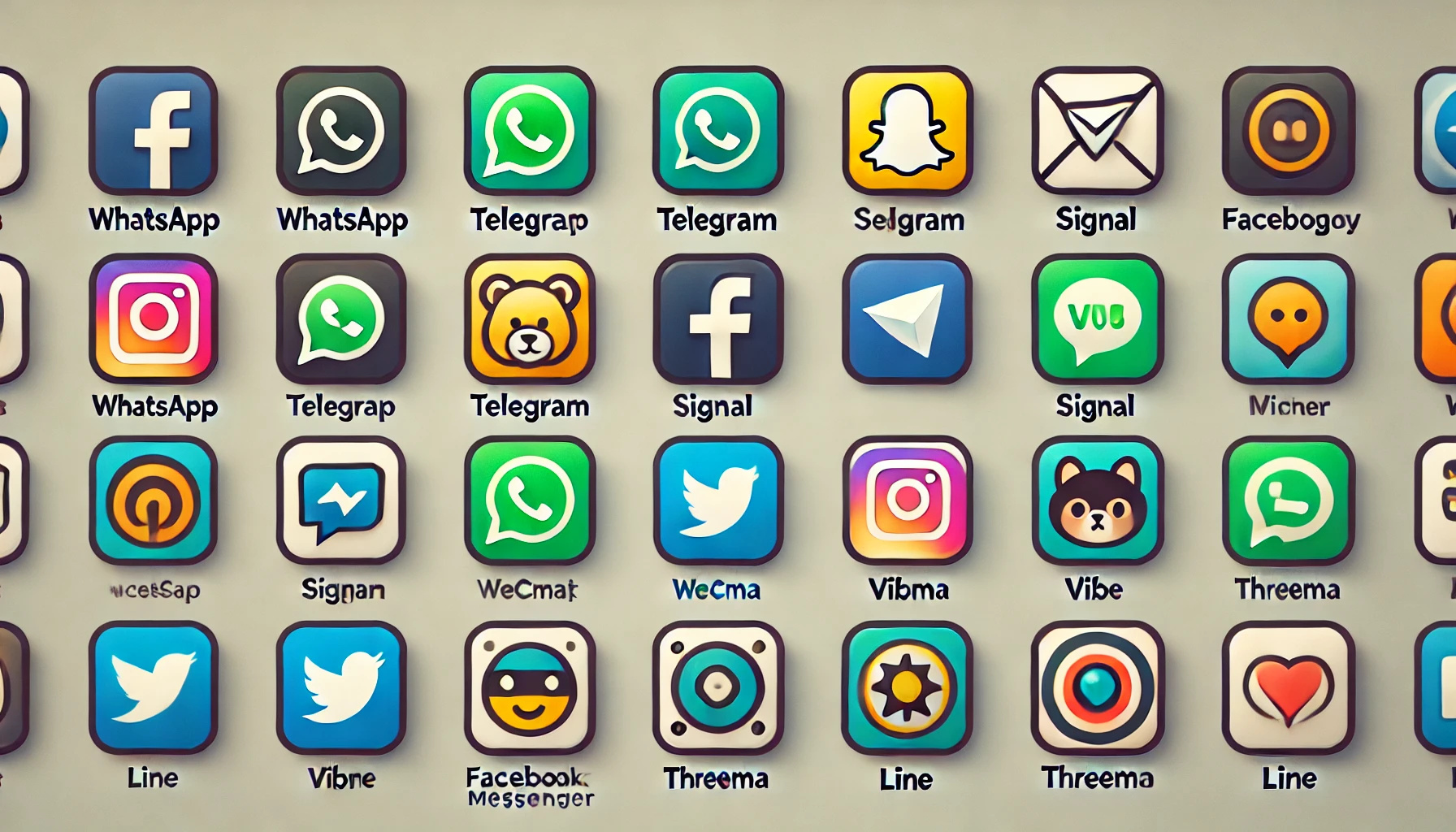 apps de mensajería móvil actuales Telegram, Whatsapp, Messenger, Signal, etc.