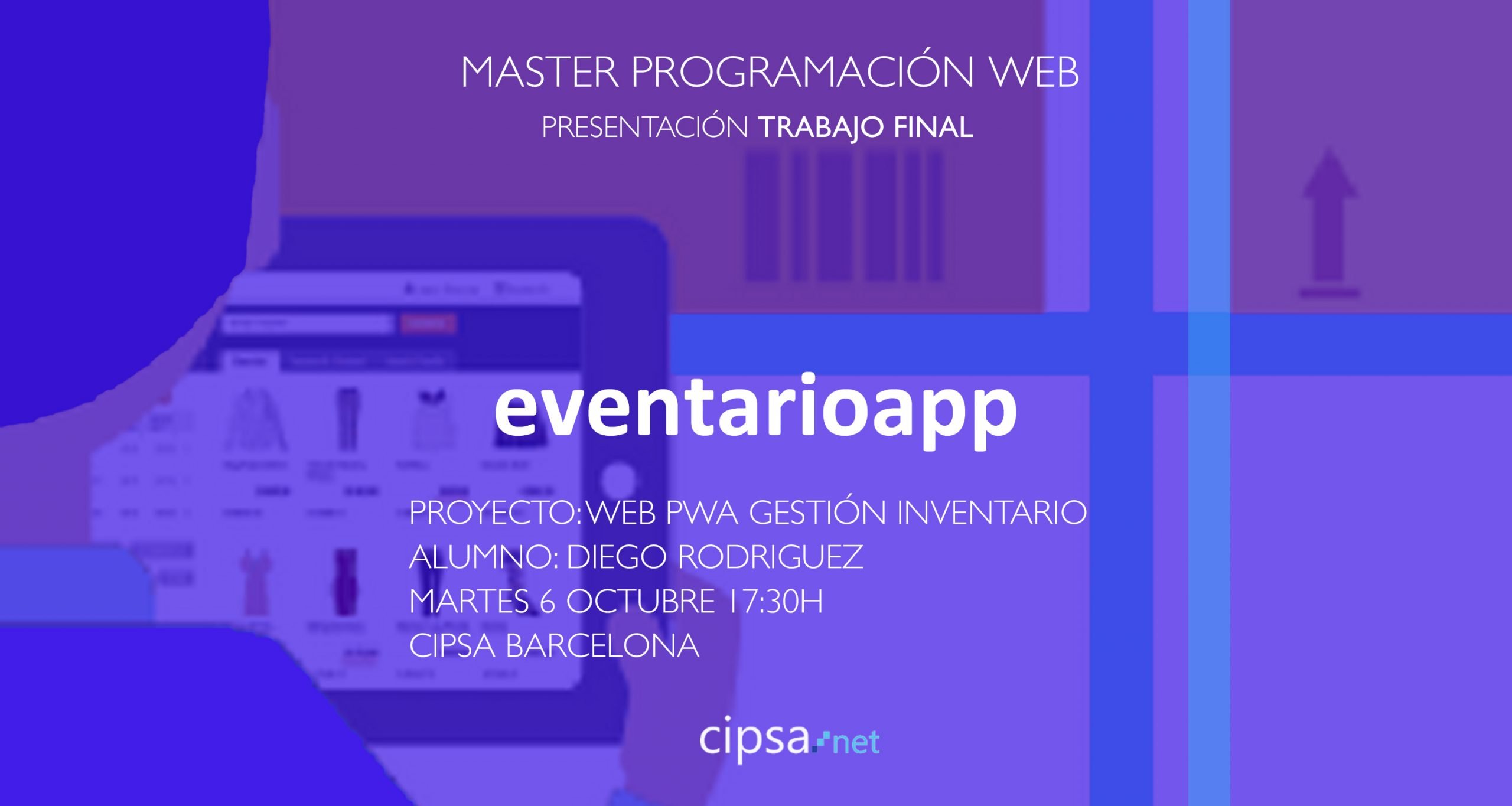 Presentación de trabajo final del Máster Programación Web APP Gestión de inventario: "EVENTARIOAPP"