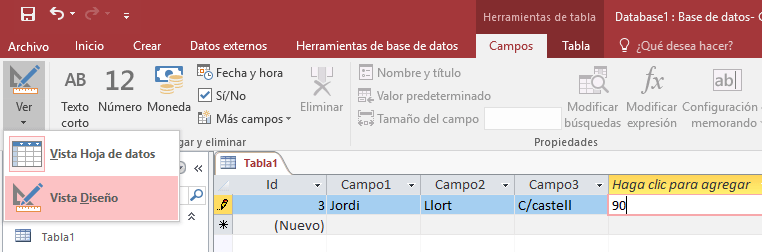 Access modificar el diseño predeterminado de los campos