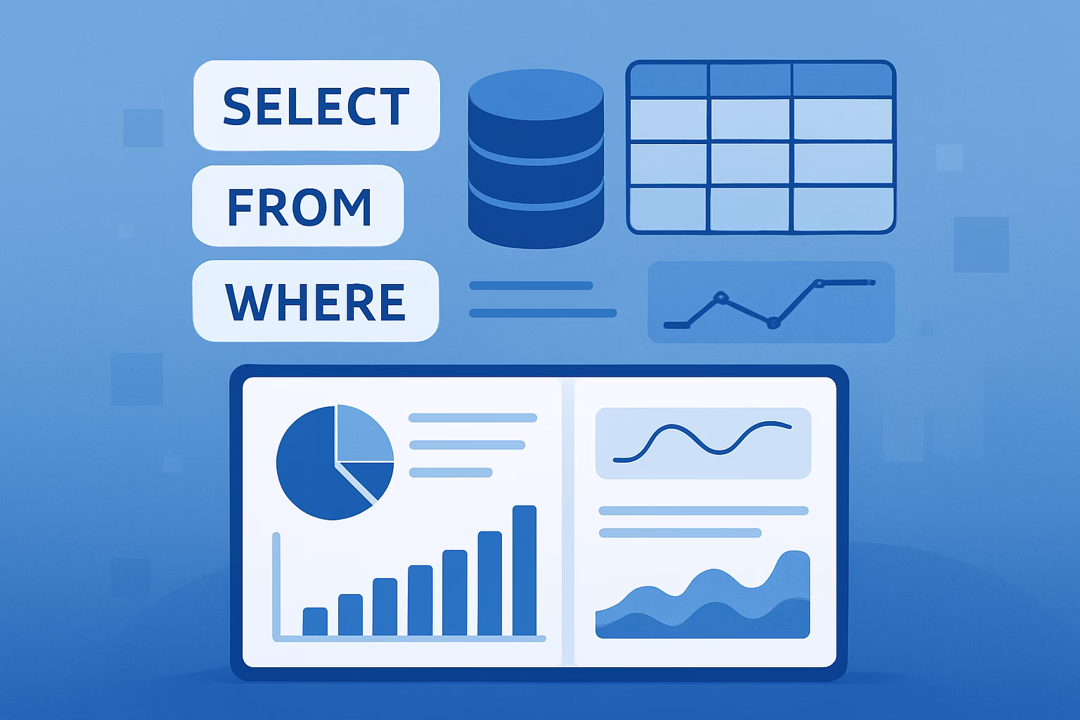 aplicaciones de bases de datos - a conceptual image of SQL commands and database structure appearing above a dyna | CIPSA