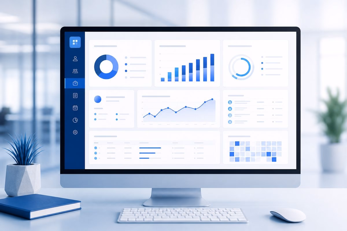 apoyo administrativo RH - modern HR software interface with analytics dashboard, professional style, no te | CIPSA