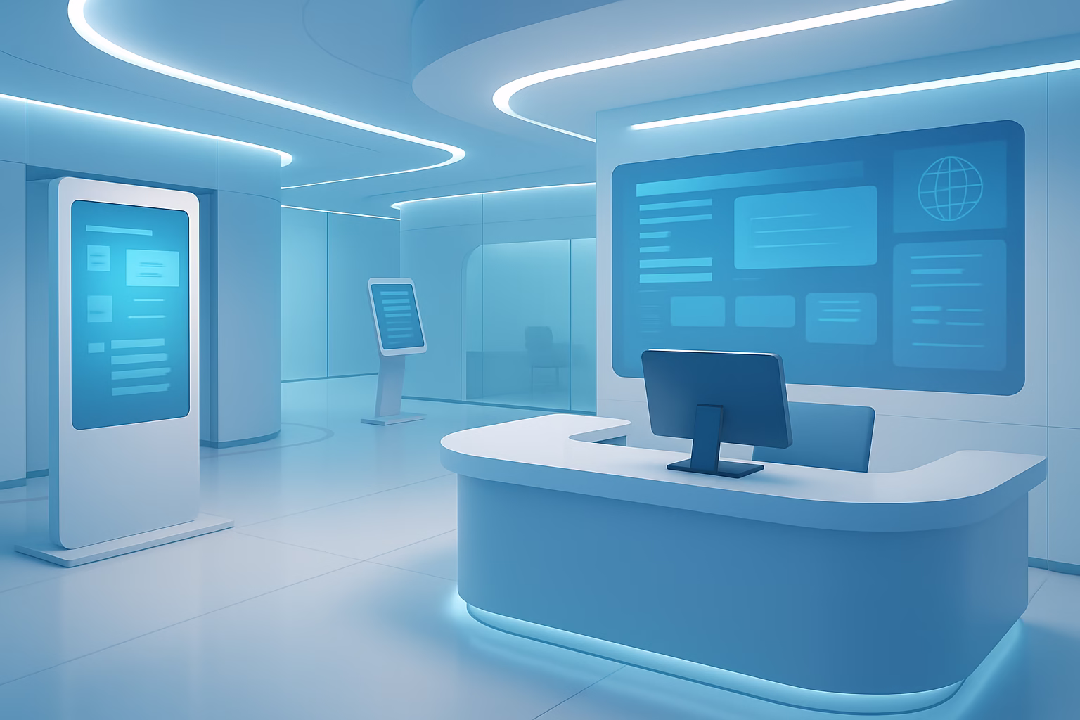 Atención al Cliente Digital - futuristic digital customer service center with multiple touchpoints, profession | CIPSA