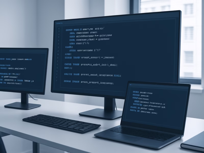 consultas SQL Server - professional workspace with multiple screens displaying complex SQL queries runn | CIPSA