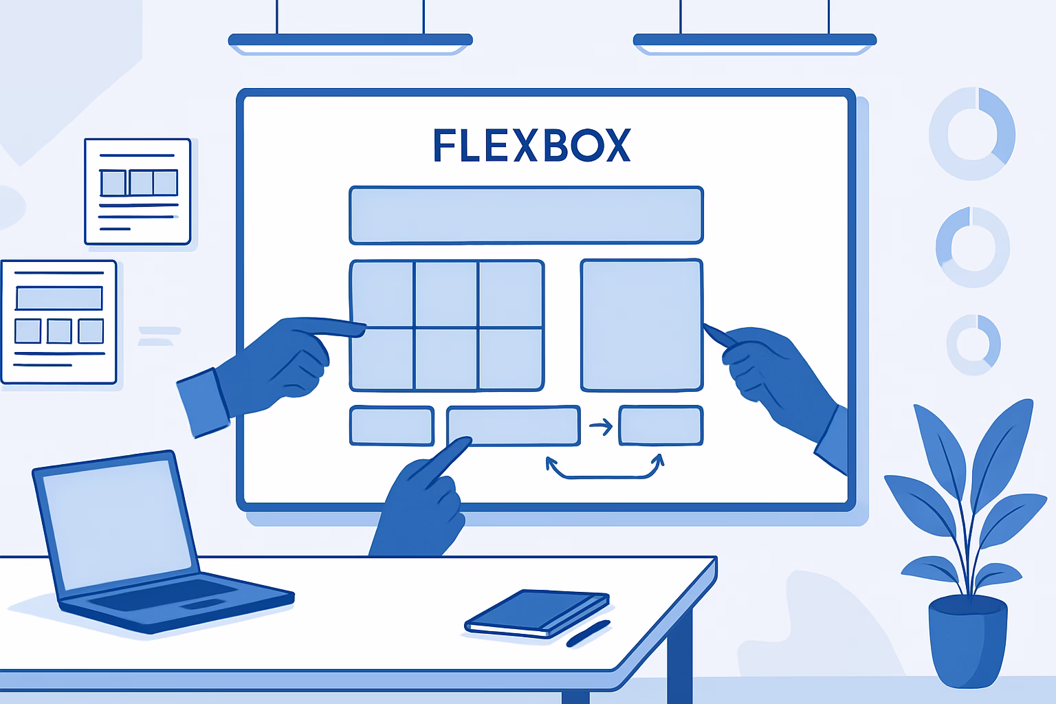 CSS3 Flexbox - team of web developers brainstorming layout designs with flexbox on whiteboard,  | CIPSA