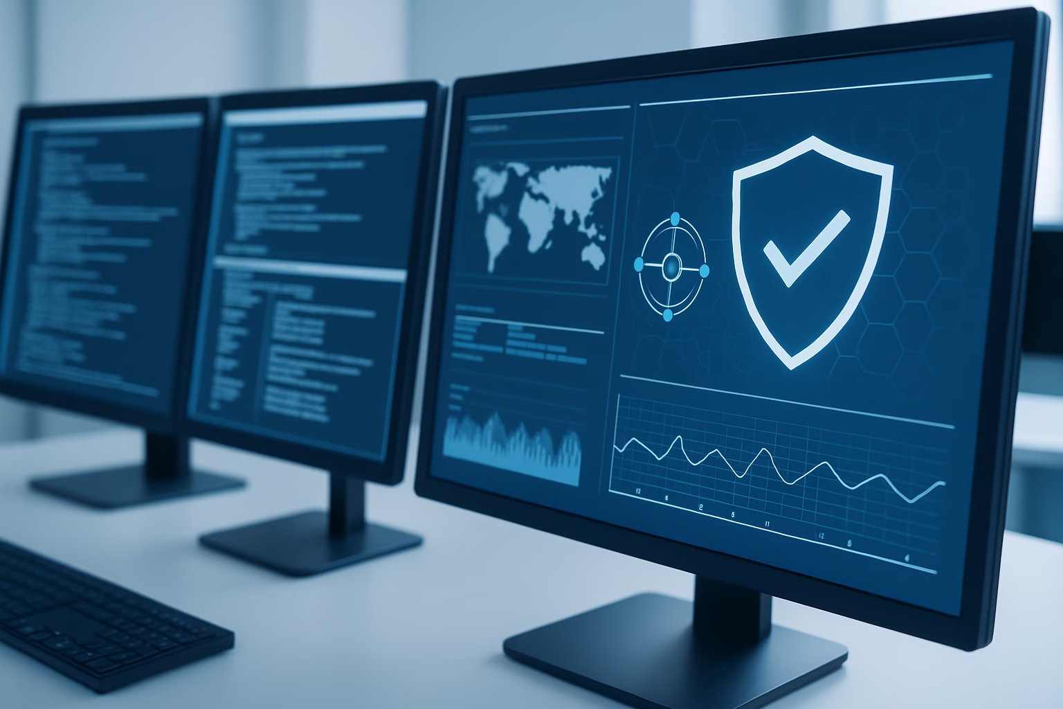 cursos ciberseguridad Barcelona - close-up of computer screens showing cybersecurity tools in use | CIPSA