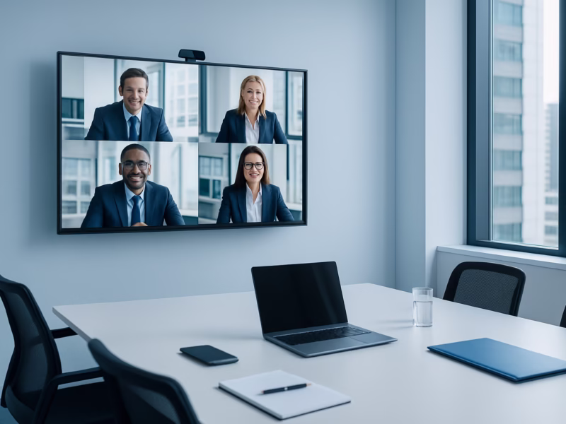 cursos de gestión empresarial - a professional setting showing business professionals in a digital meeting, prof | CIPSA
