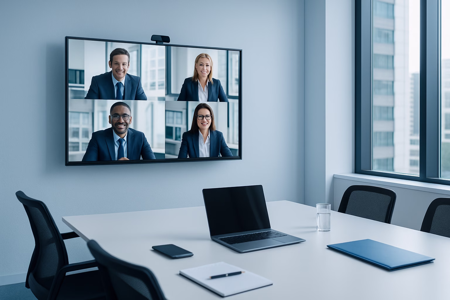 cursos de gestión empresarial - a professional setting showing business professionals in a digital meeting, prof | CIPSA
