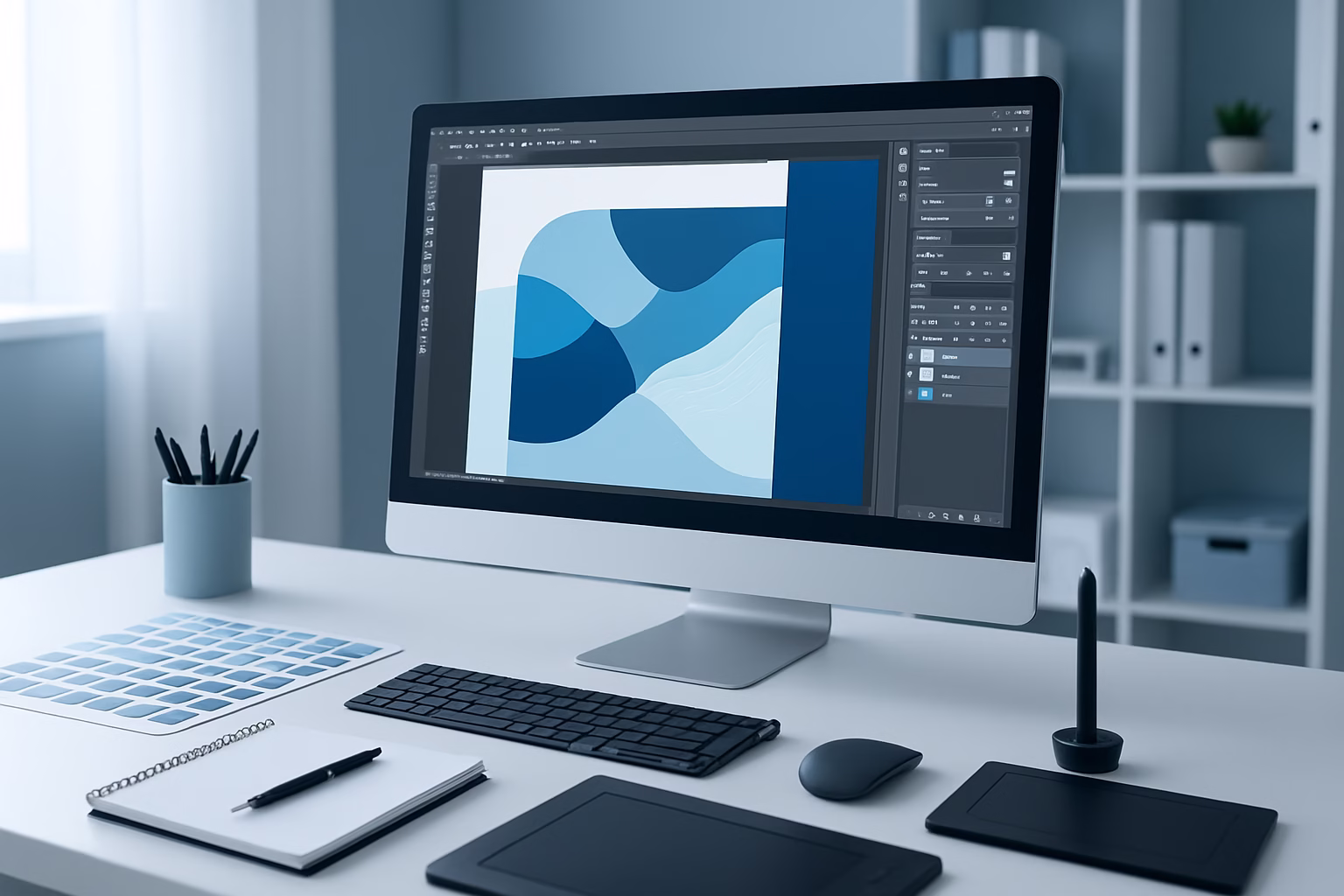 cursos diseño gráfico Bilbao - young professional graphic designer working on computer, professional photograph | CIPSA
