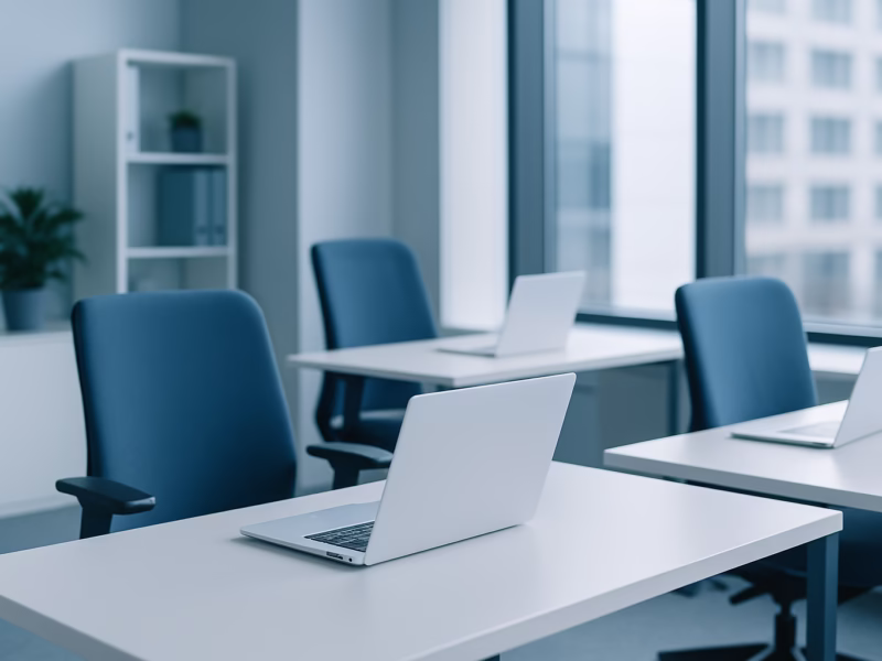 cursos ofimática Barcelona - Young professionals working on laptops in a modern office, professional photogra | CIPSA