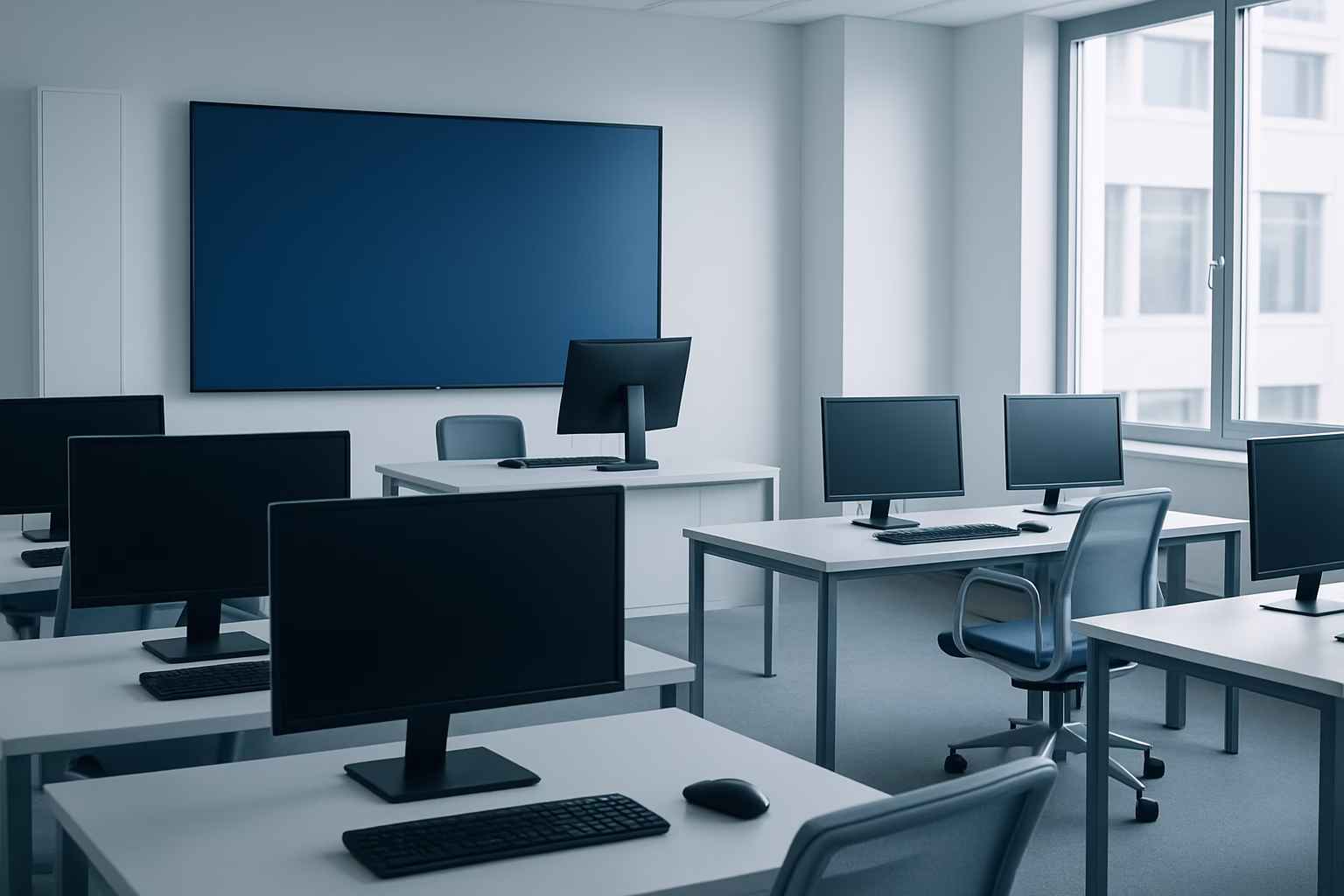 Cursos SAP Barcelona 2026 - professional classroom with students and teacher using computers, professional p | CIPSA