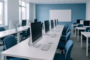 cursos SAP ERP Bilbao - young adults in a modern classroom using computers, professional photography sty | CIPSA