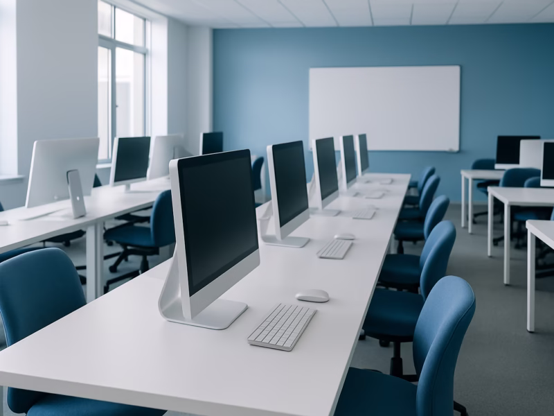 cursos SAP ERP Bilbao - young adults in a modern classroom using computers, professional photography sty | CIPSA