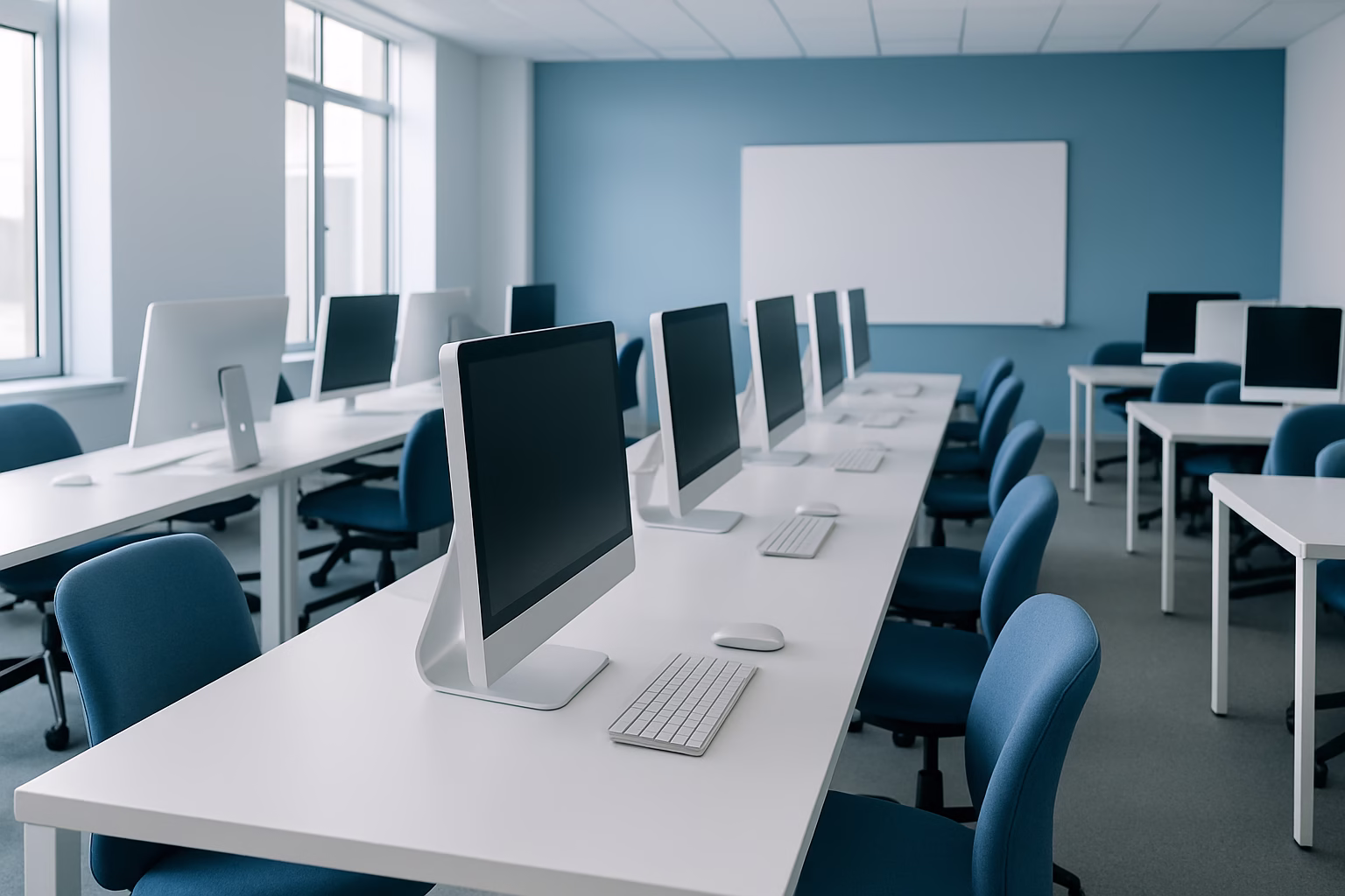 cursos SAP ERP Bilbao - young adults in a modern classroom using computers, professional photography sty | CIPSA