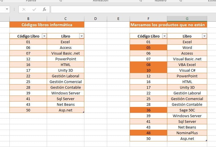 Trucos Excel Comparar y marcar dos tablas de datos en excel