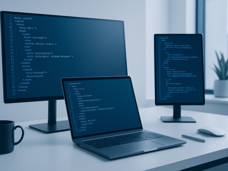 HTML5 Responsive Design - modern web developer using HTML5 on multiple screens, professional style, no tex | CIPSA