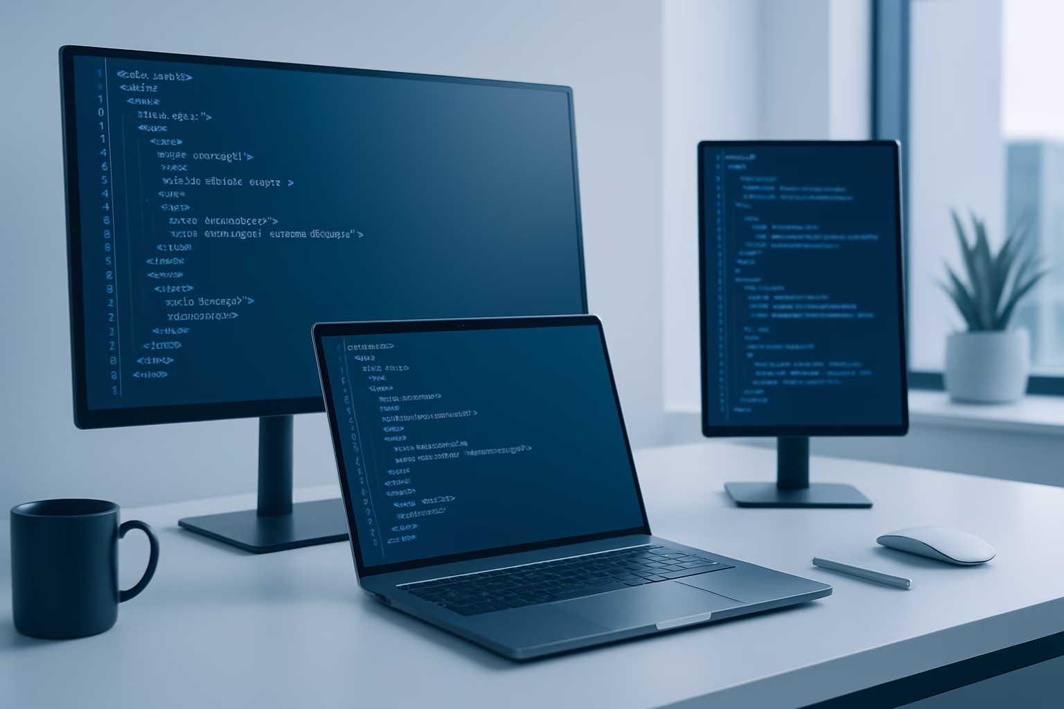 HTML5 Responsive Design - modern web developer using HTML5 on multiple screens, professional style, no tex | CIPSA