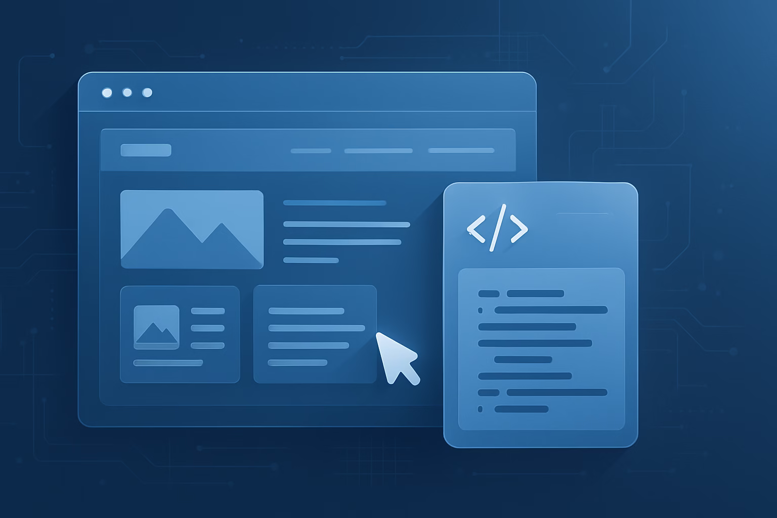 HTML5 Responsive Design - futuristic website interface being designed with HTML5, professional style, no t | CIPSA