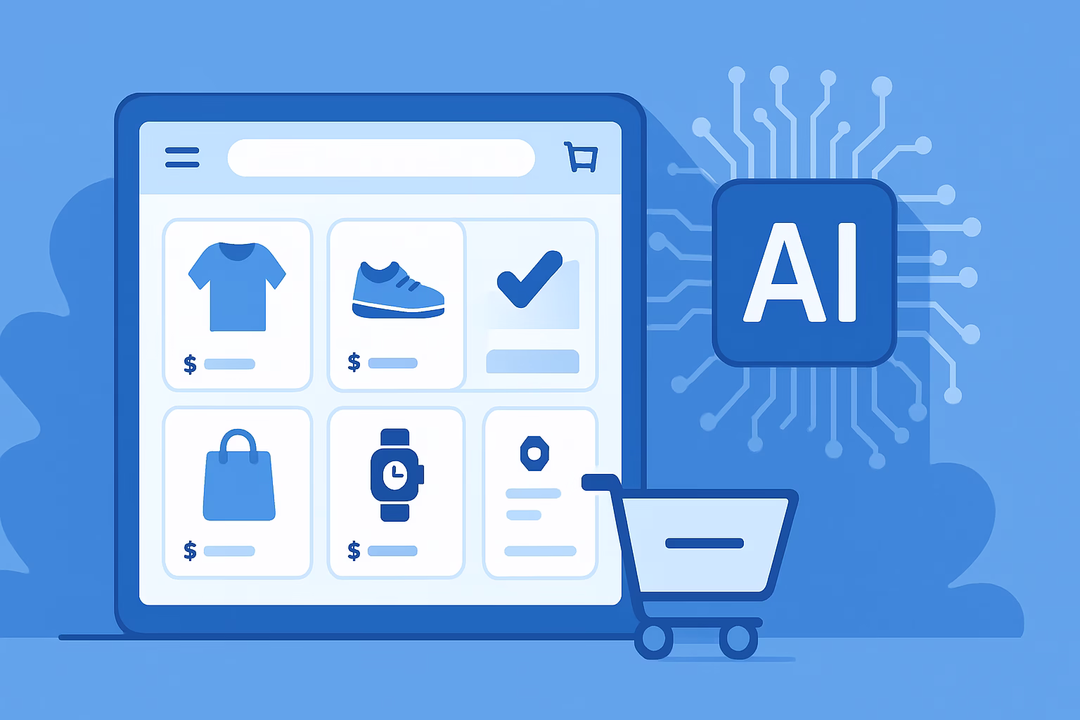 IA comercio electrónico - Rendering of an AI-driven online shopping experience with personalized product r | CIPSA
