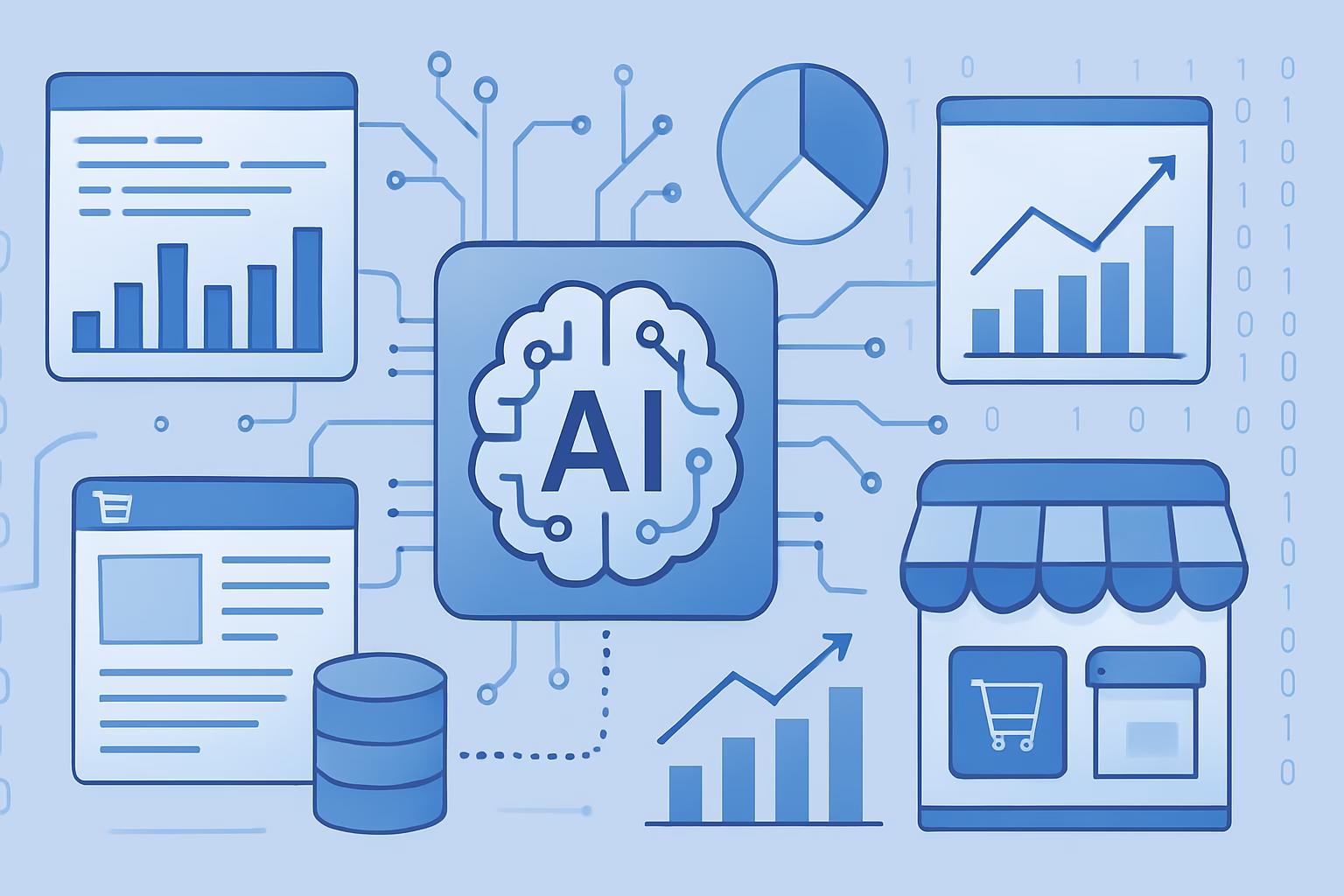 IA comercio electrónico - Detailed visualization of AI processing data for ecommerce optimization, profess | CIPSA