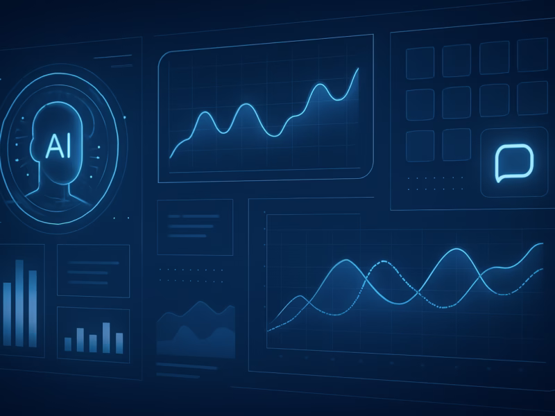 IA Community Manager - futuristic digital dashboard interface with AI and social media graphs, professi | CIPSA