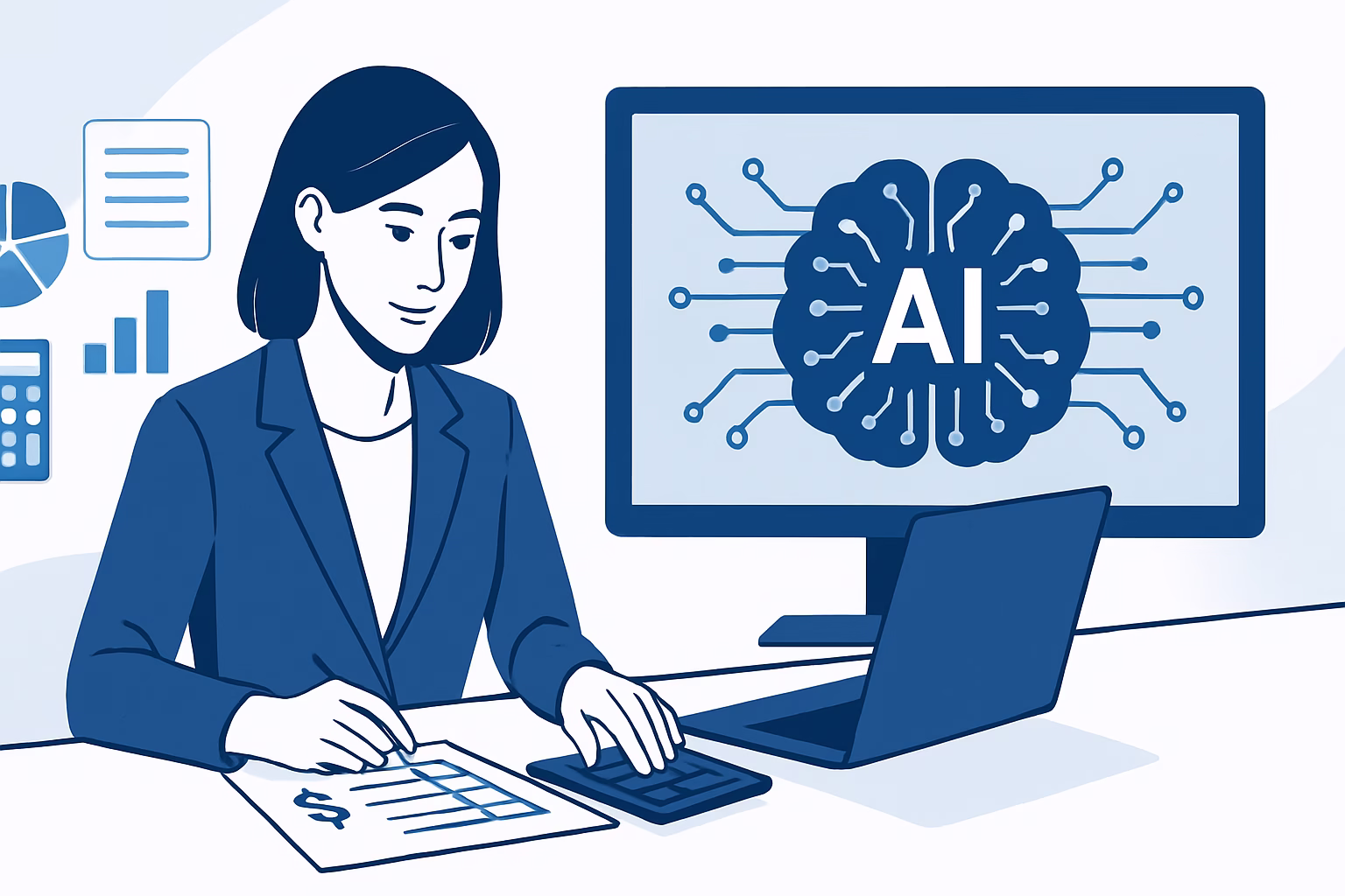 IA en contabilidad - AI transforming accounting processes, professional style, no text no logos, 16:9 | CIPSA