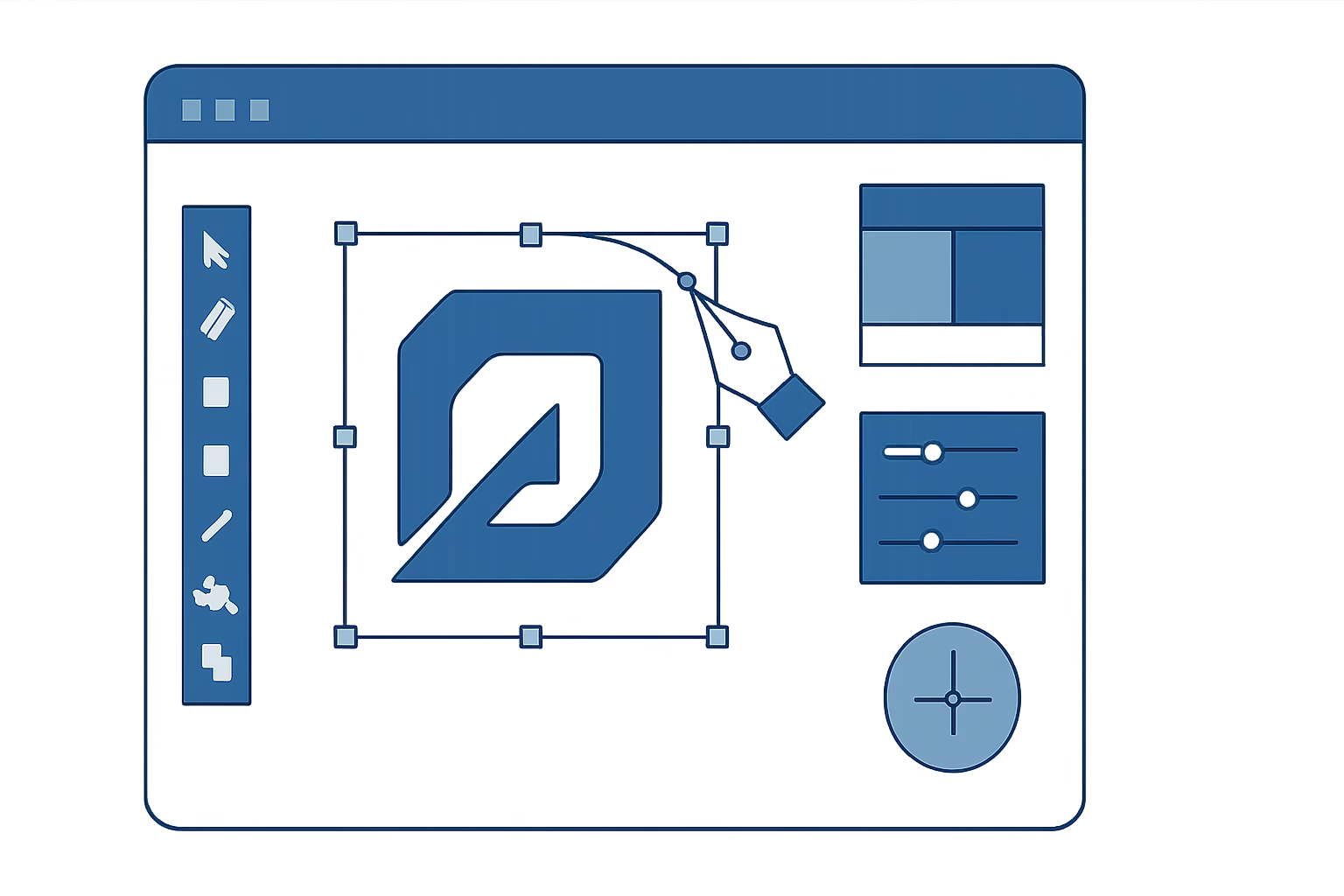 illustrator vs indesign - A vector logo being created with Adobe Illustrator tools, highlighting precision | CIPSA
