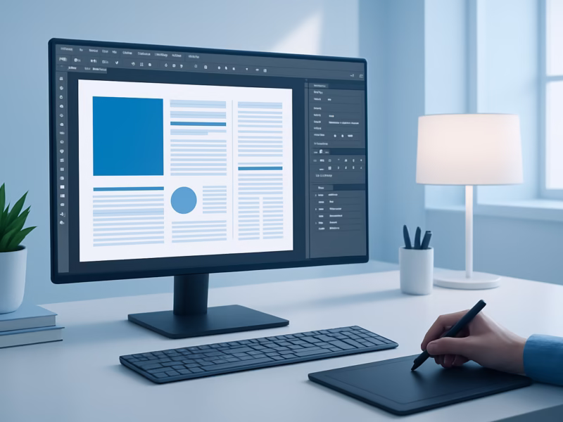 InDesign 2026 - creative digital design workspace, showing a designer using InDesign 2026 on a l | CIPSA