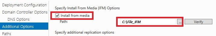 indicar uso install from media IFM para crear segundo servidor en Windows Server