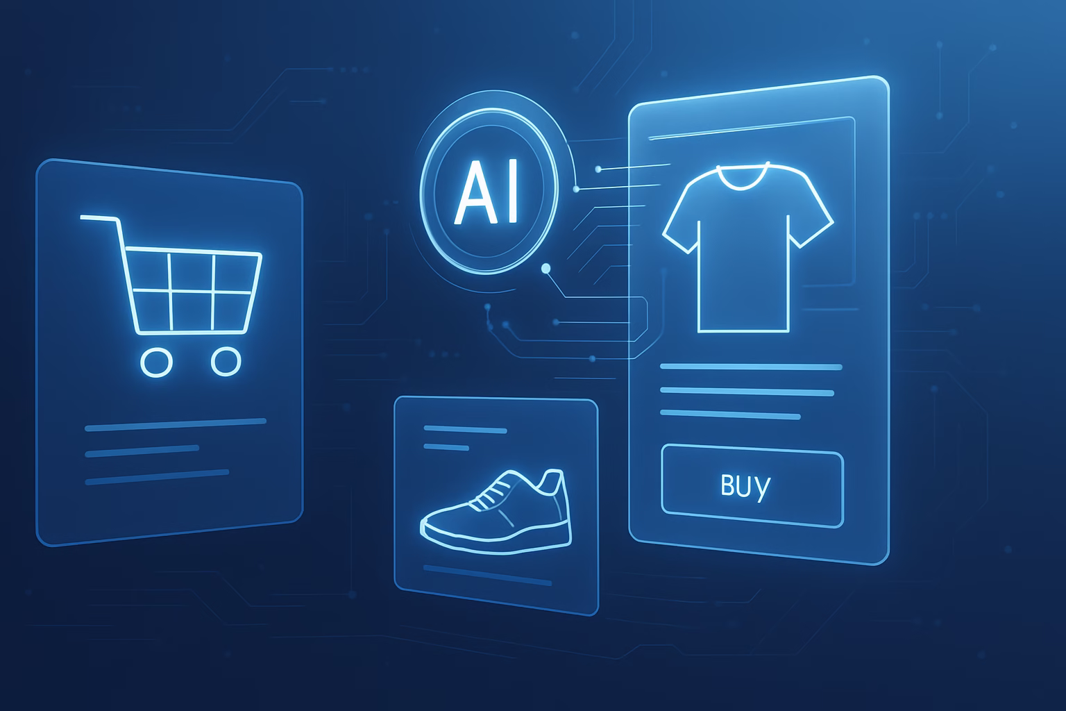 Inteligencia Artificial e-commerce - Futuristic AI-driven online shopping interface, 2026, professional style, 16:9 | CIPSA