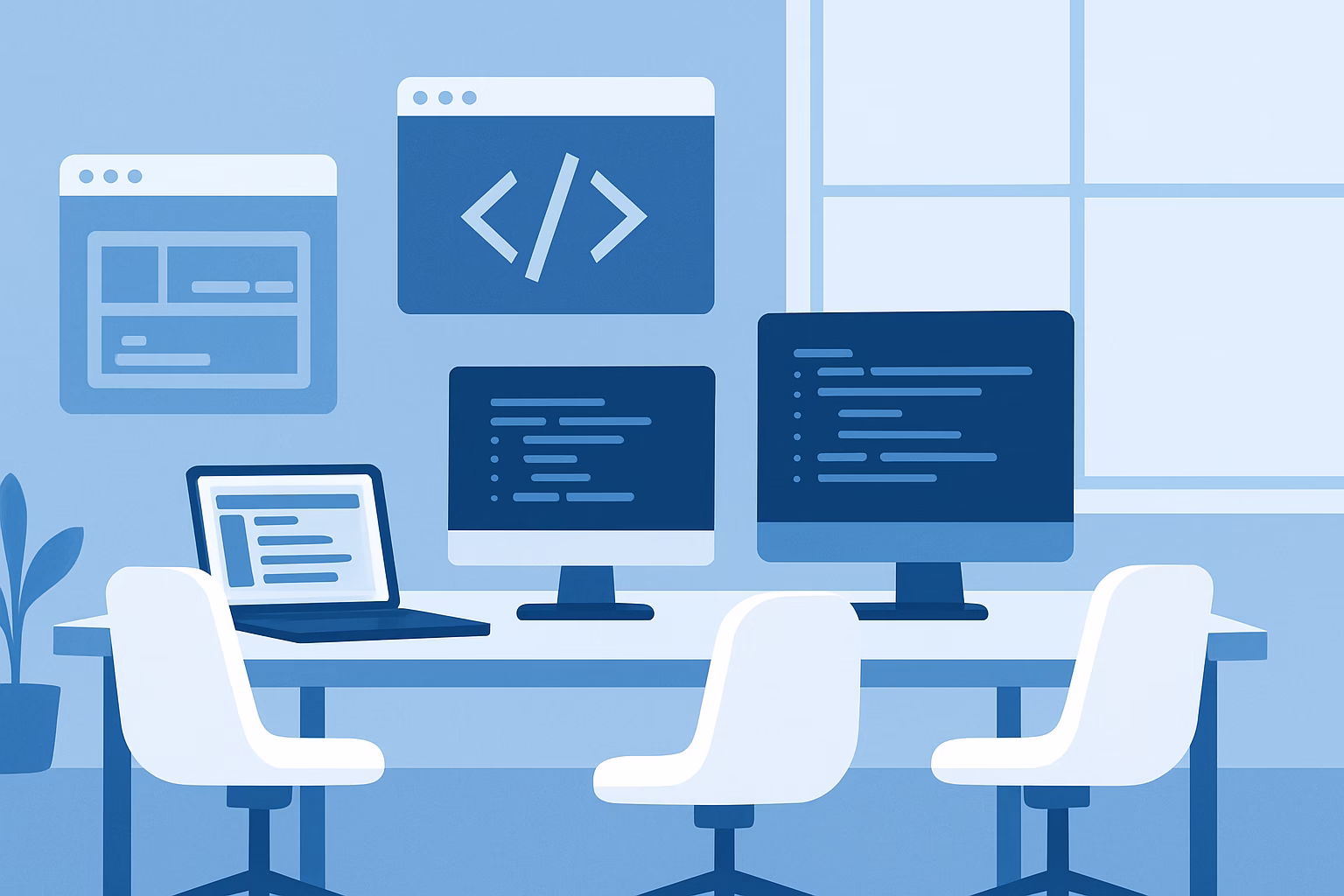 JavaScript vs jQuery - team of diverse web developers collaborating, modern office setting, no text no  | CIPSA