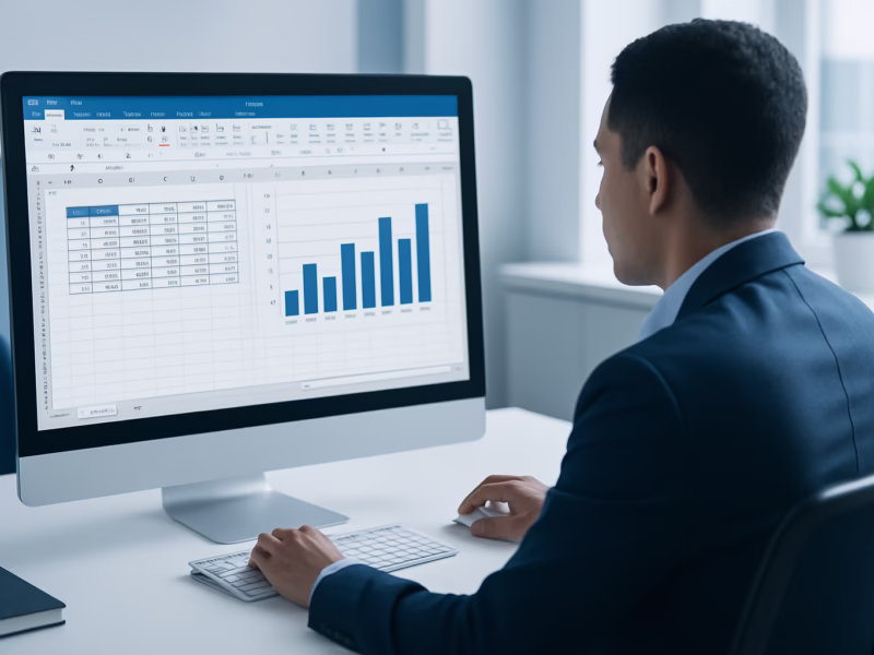 Macros Excel 2016 - person in an office setting using Excel on a computer, professional style, no te | CIPSA