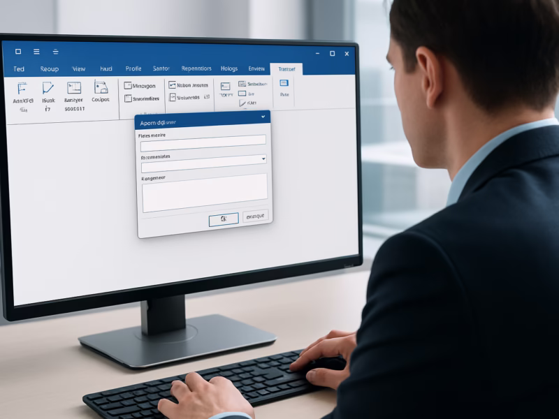 Macros Word 2016 - A professional office worker creating a macro in Microsoft Word 2016, close-up v | CIPSA