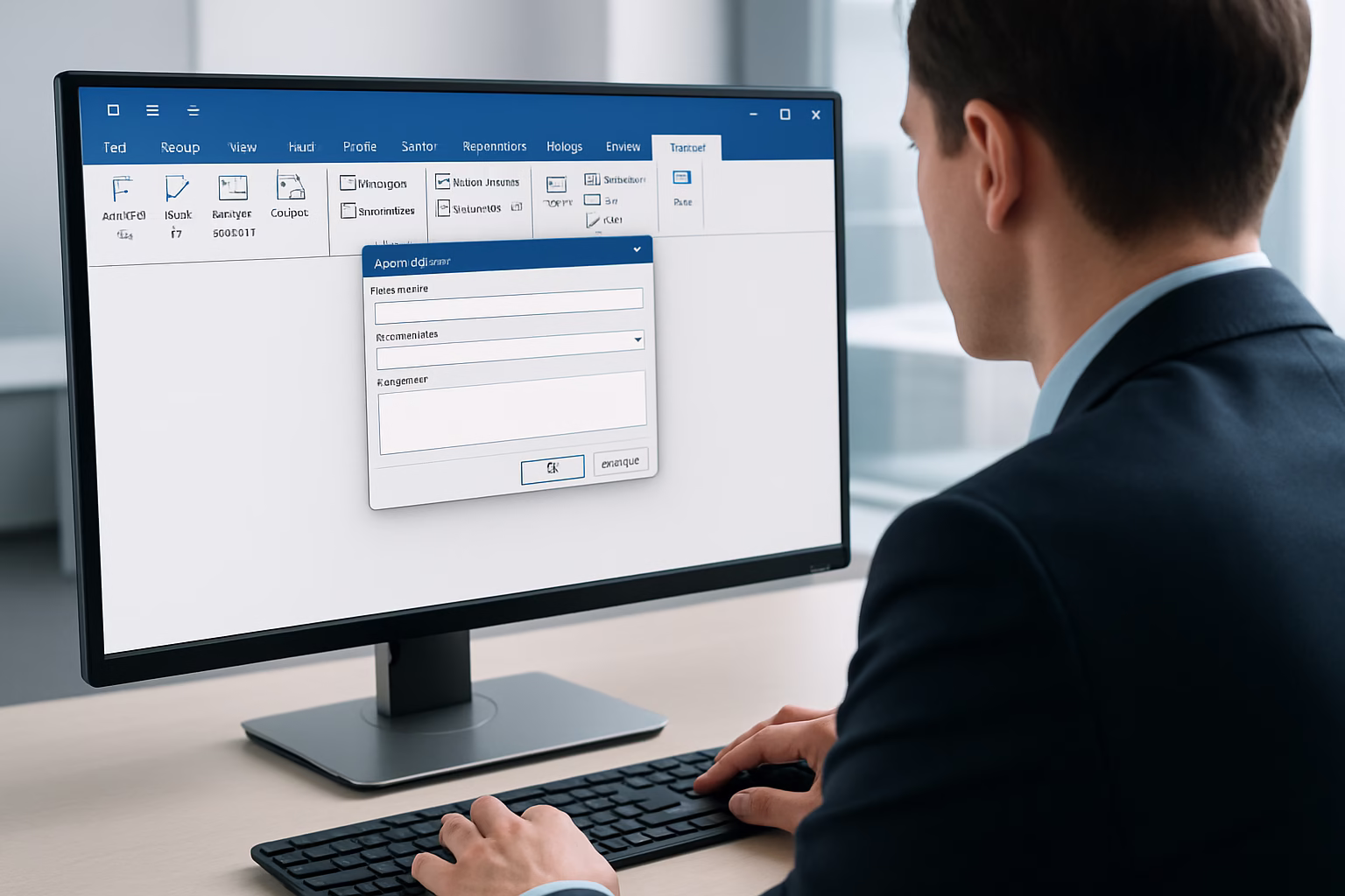 Macros Word 2016 - A professional office worker creating a macro in Microsoft Word 2016, close-up v | CIPSA
