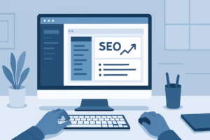 marketing digital - a digital marketer working on WordPress backend to improve SEO, professional sty | CIPSA