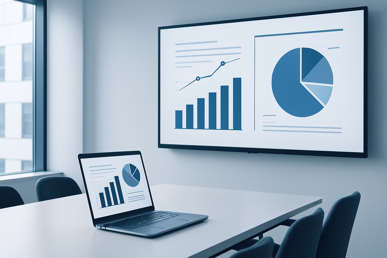 MOS PowerPoint 2016 - A business leader presenting in a modern conference room, using a sleek laptop w | CIPSA