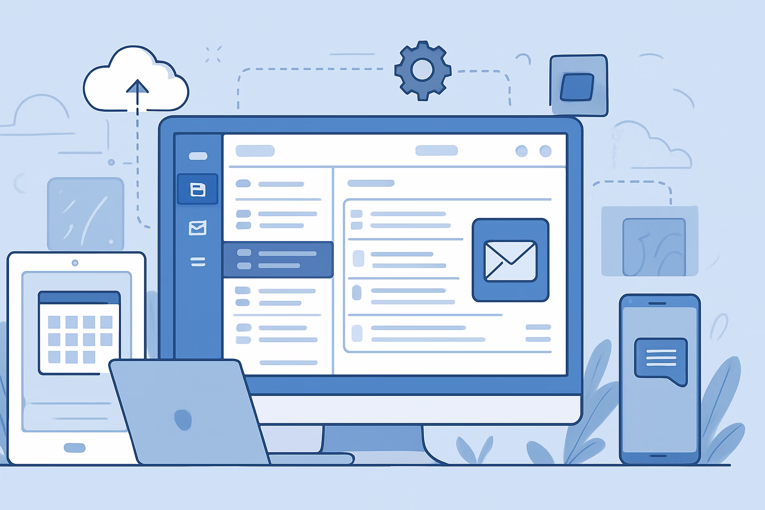 Outlook Jasperactive - detailed illustration of people using a high-tech Outlook interface, professiona | CIPSA