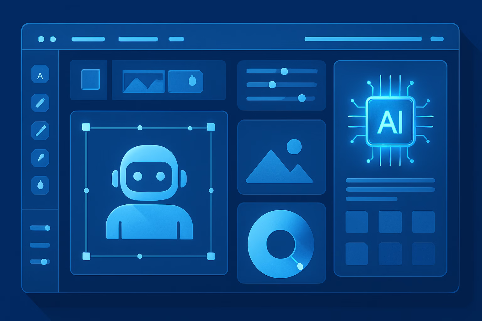 Photoshop 2026 - "AI-powered graphic design tools in software interface, futuristic style, high-t | CIPSA