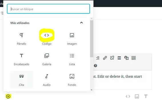 probando-un-bloque-de-código-en-editor-gutemberg
