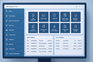 sap business one módulo: introducción vs nominaplus flex - SAP Business One software interface in action, showing multiple bu