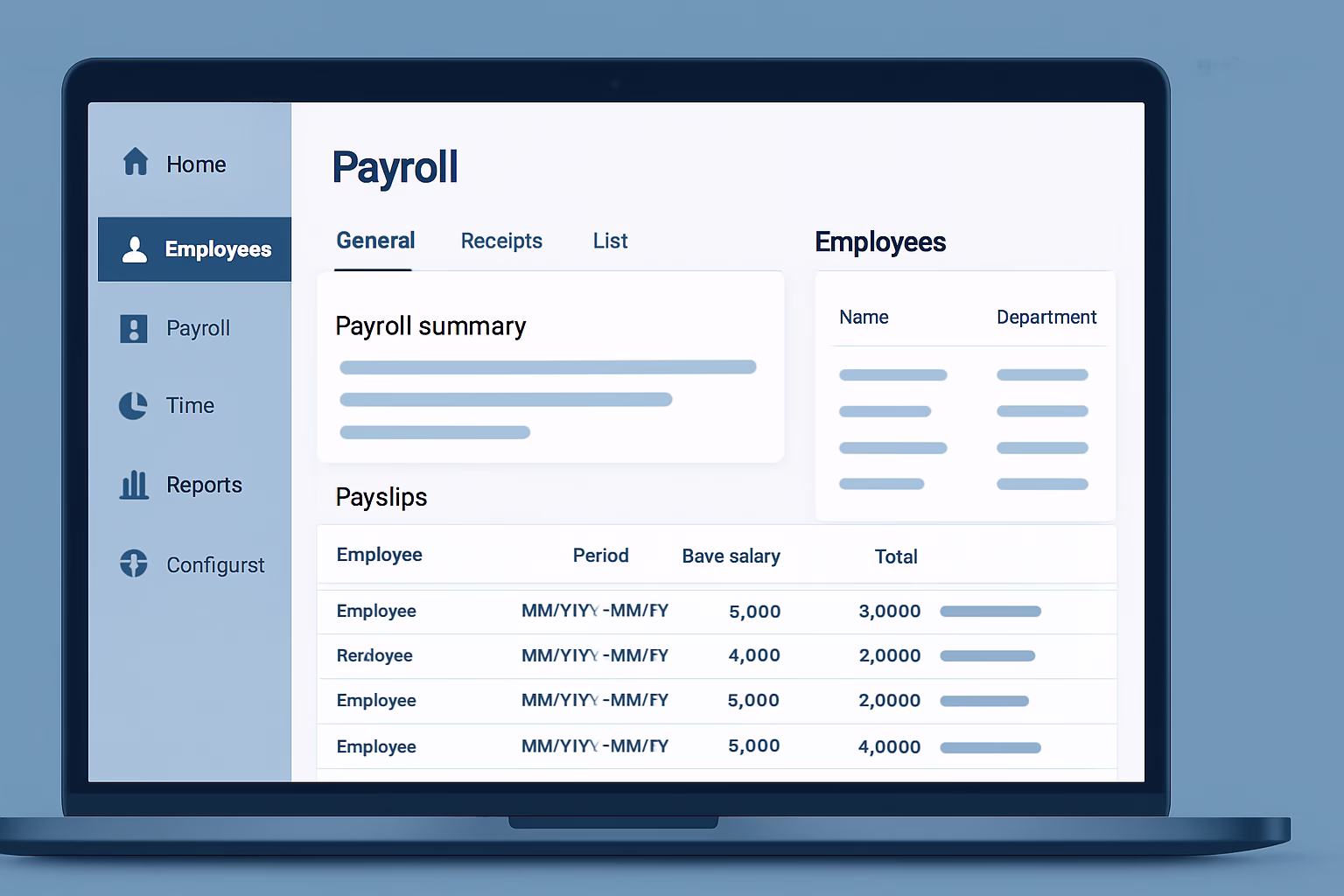 sap business one módulo: introducción vs nominaplus flex - NominaPlus Flex software screen showing payroll and employee manag