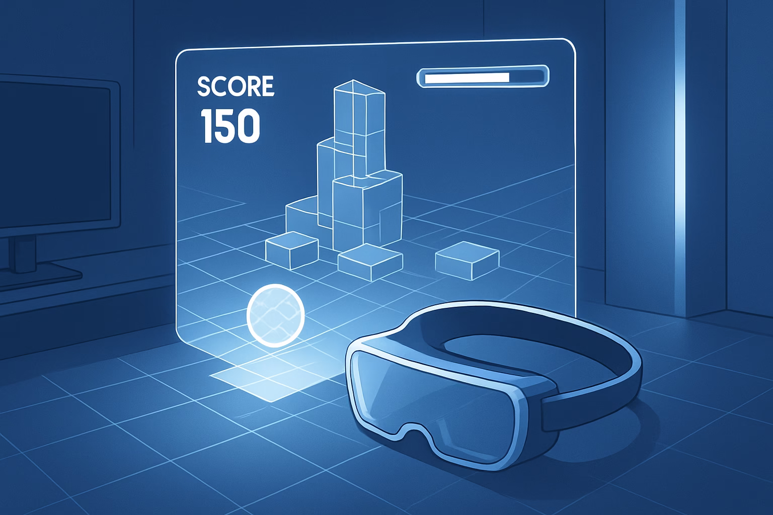 Unity AR 2026 - futuristic augmented reality game developed with Unity, professional style, no t | CIPSA