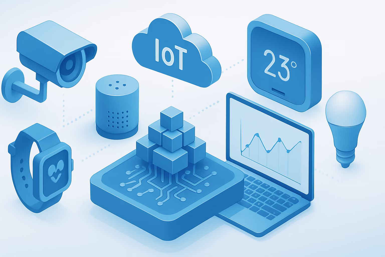 Visual Basic .NET IoT - futuristic IoT devices integrated with machine learning, professional style, no  | CIPSA