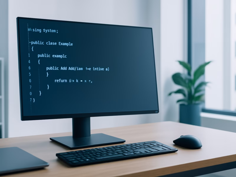 Visual C# AI - A developer working on Visual C# code in a modern workspace, professional style, | CIPSA