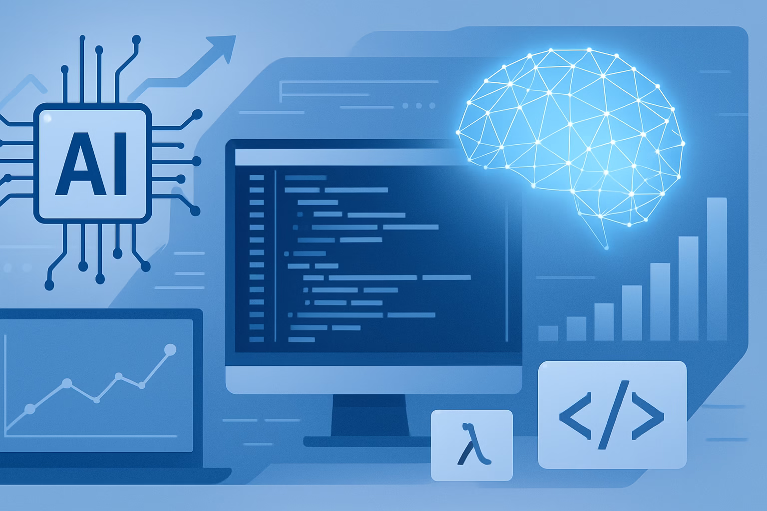 Visual C# AI - Futuristic depiction of AI trends in programming, Visual C# environment, 2026 fo | CIPSA